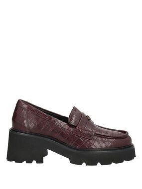 ba&sh Burgundy Croc-Embossed Chunky Loafers